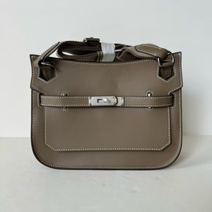 Etoupe 25 Belted Bag Lock Key Crossbody Smooth Leather w/ Silver Hardware S11